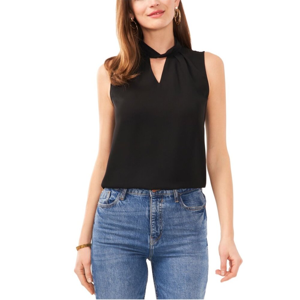 Sam and Jess Twist Neck Sleeveless Blouse, Black XS NWT